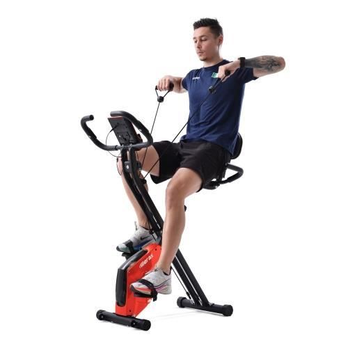 Vélo d'appartement pliable X-Bike vélo de fitness pour vélos d'appartement, siège et dossier rembourrés—ROUGE