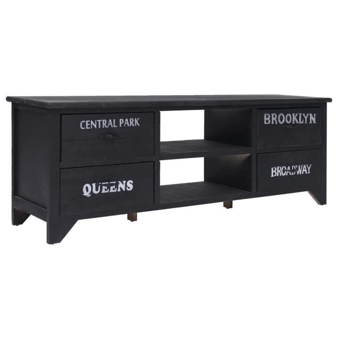 Meuble TV Noir 115 x 30 x 40 cm Bois-GXU