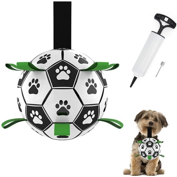 Jouet interactif pour chien,Balle de football pour chien avec languettes de préhension Jouet interactif pour chien avec pompe à ball