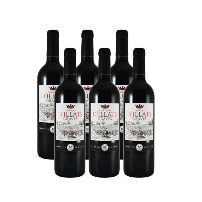 Château d'Illats 2019 - AOC Graves - Vin rouge de Bordeaux - lot de 6 bouteilles 75 cl