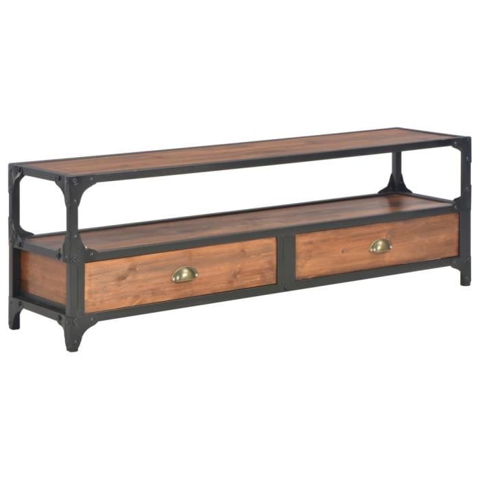 Meuble TV contemporain Banc TV avec 2 tiroirs 120 Meuble TV avec 2 tiroirs 120 x 30 x 40 cm Bois massif de pin♫2617