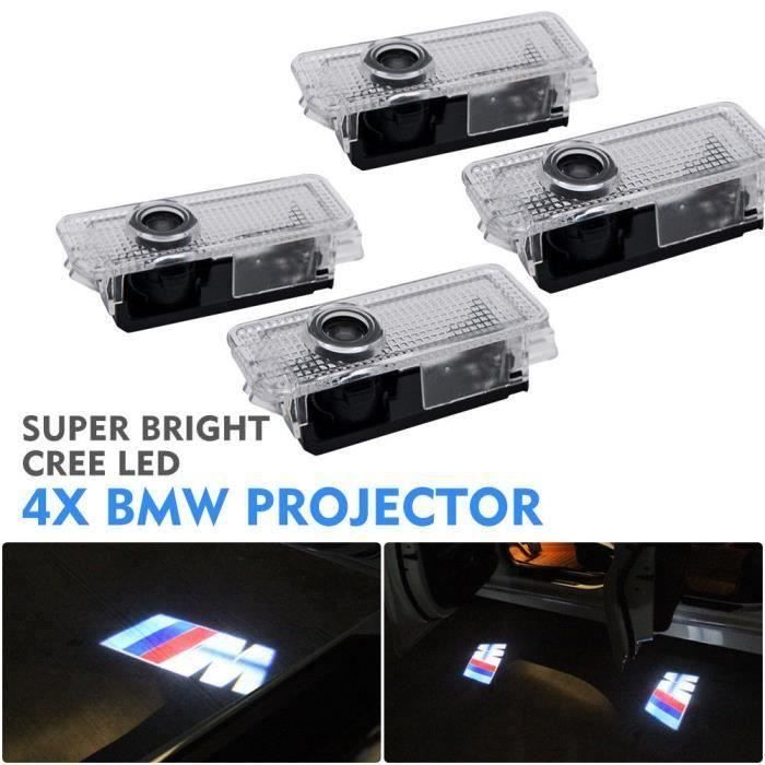 Zacharia Lumière de voiture ombre, BMW Installation facile Porte de voiture LED BMW 3D M Logo Projecteur Fantôme Ombre Lumières 4 Pc