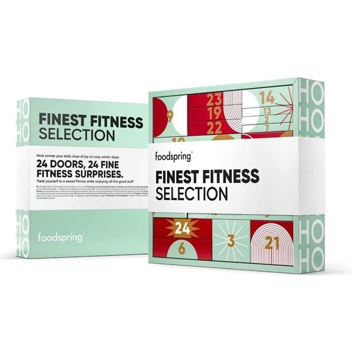 Foodspring Calendrier de l'avent 2021 Fitness Selection, 1720 g, 24 portes, 24 douceurs surprises et fitness: ton pré-Noël Fitness