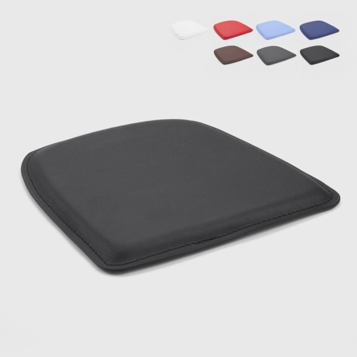 4 Coussins rembourré en simili cuir chaise tolix intérieur et extérieur 32x32 Fix, Couleur: Noir