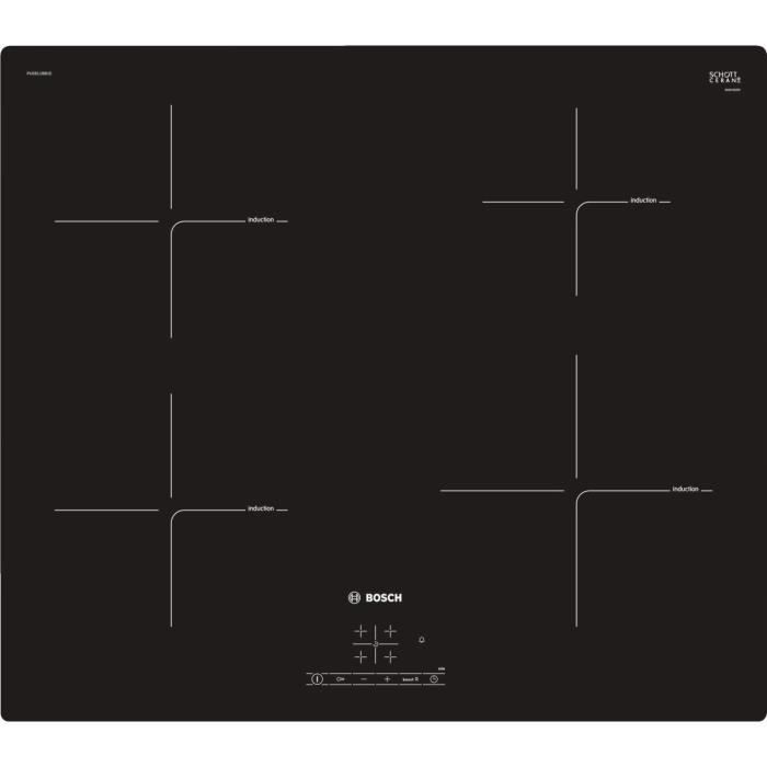 Plaque à induction Bosch PUE611BB1E - Série 4 Table induction encastrable - 4 foyers vitrocéramique - Puissance 4637