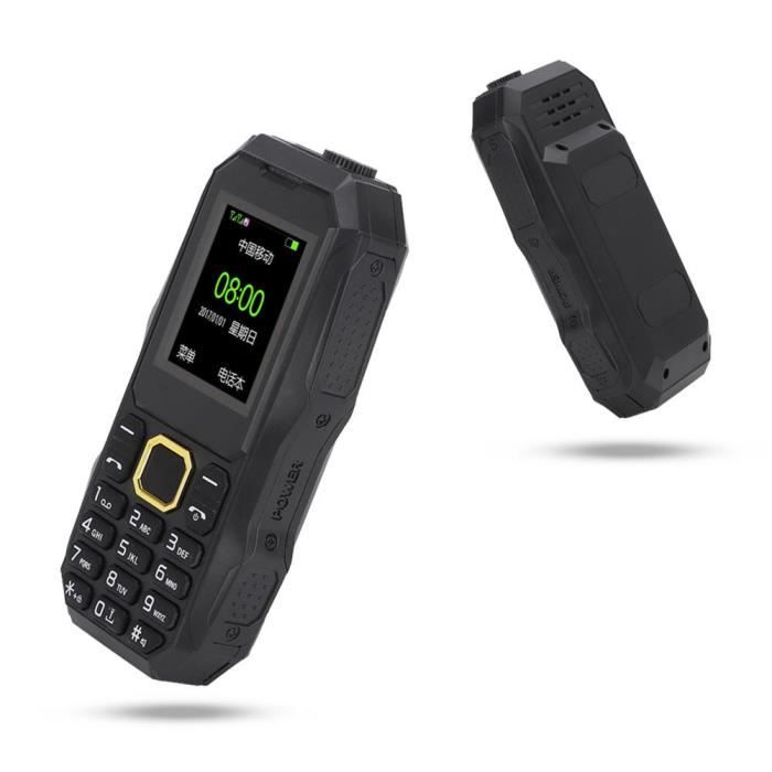 VGEBY téléphone portable de poche U002 extérieur double SIM longue veille téléphone portable 5800mAh téléphone portable noir