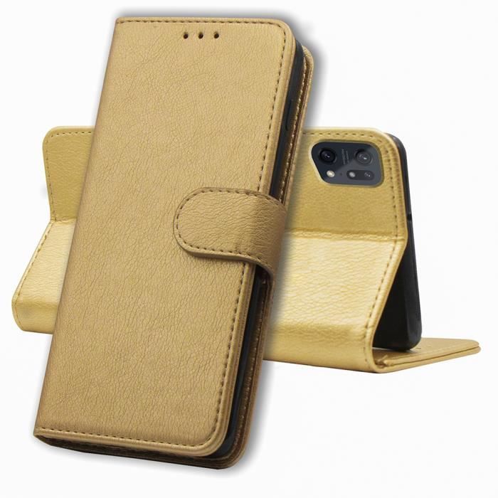 Coque pour Oppo Find X5 Pro, Coque Find X5 Pro - Portefeuille Rabat Clapet Aimanté - Or