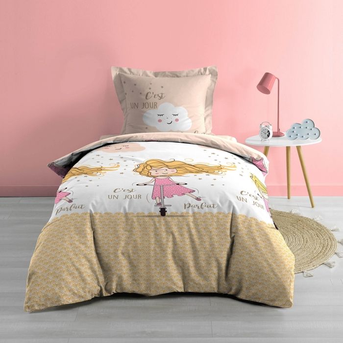 Housse de couette enfant 140 x 200 cm 100% coton 42 fils + 1 taie Trotti