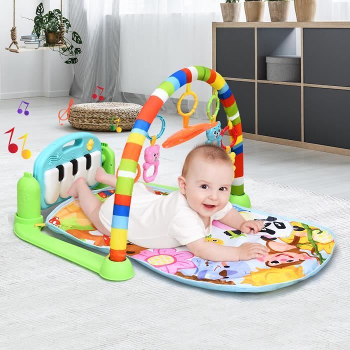 DREAMADE Tapis d’Éveil Musical pour Bébé avec Jouet Amovible&Piano Pivotant,Tapis d'Eveil Evolutif avec Lumière&Musiaque,pour Bébé