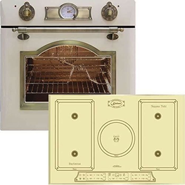 Kaiser EH 6355 ElfEm Electriques Four encastré 67L /8 fonctions+ Kaiser KCT 7797 ElfEm Plaque de cuisson à induction 77 cm/ivory pla