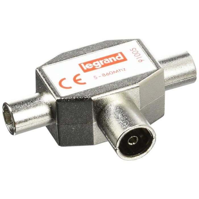Legrand LEG91005 Répartiteur TV blindé 1 entrée femelle et 2 sorties males Diamètre 9,52