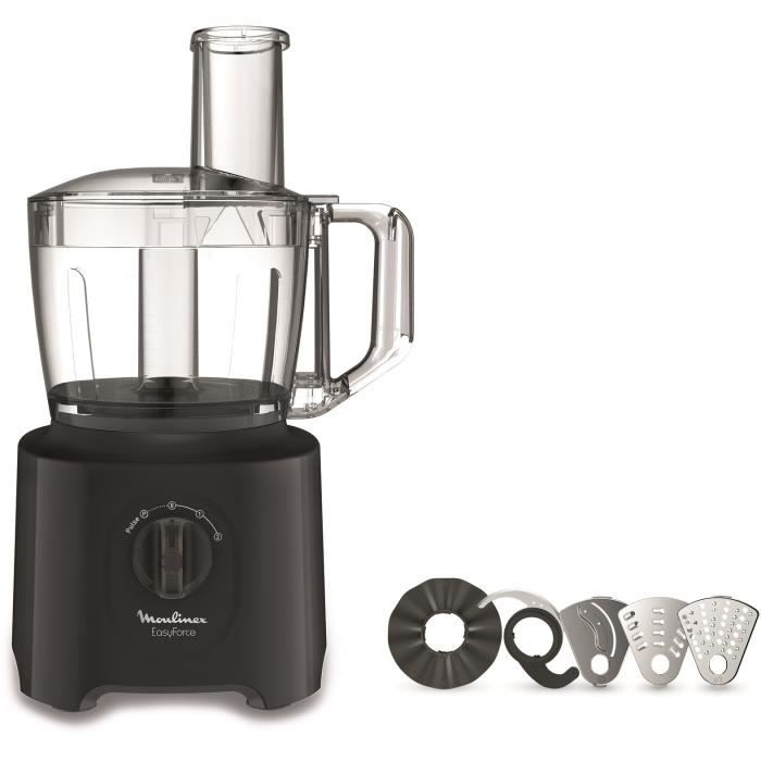 MOULINEX FP245810 Easy Force Robot multifonction, 800 W, Capacité utile 1,4 L, Mixer, Pétrir, Hacher, Râper, Emincer, 5 accessoires