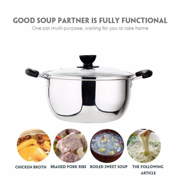 Casserole en acier inoxydable Marmite à soupe en acier inoxydable de 24 cm avec double fond