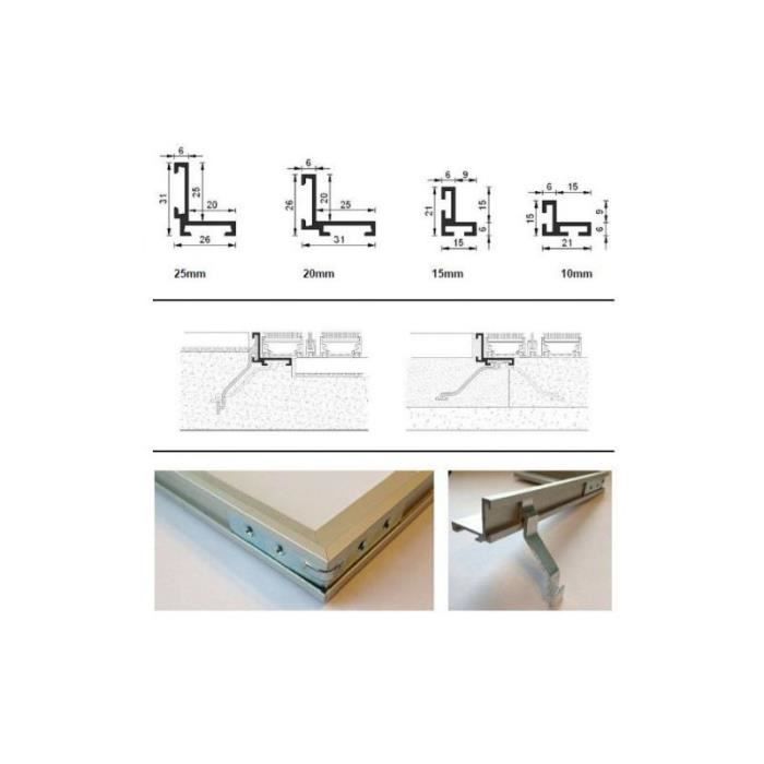 VER-ALU - Cadre de paillasson en aluminium multi - 800 x 600 mm 16 mm