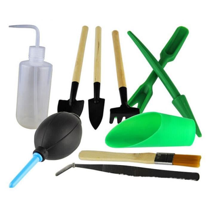 10pcs Mini outils de râteau de truelle de pelle à main en fer pour jardin / extérieur camping (couleur aléatoire) PELLE