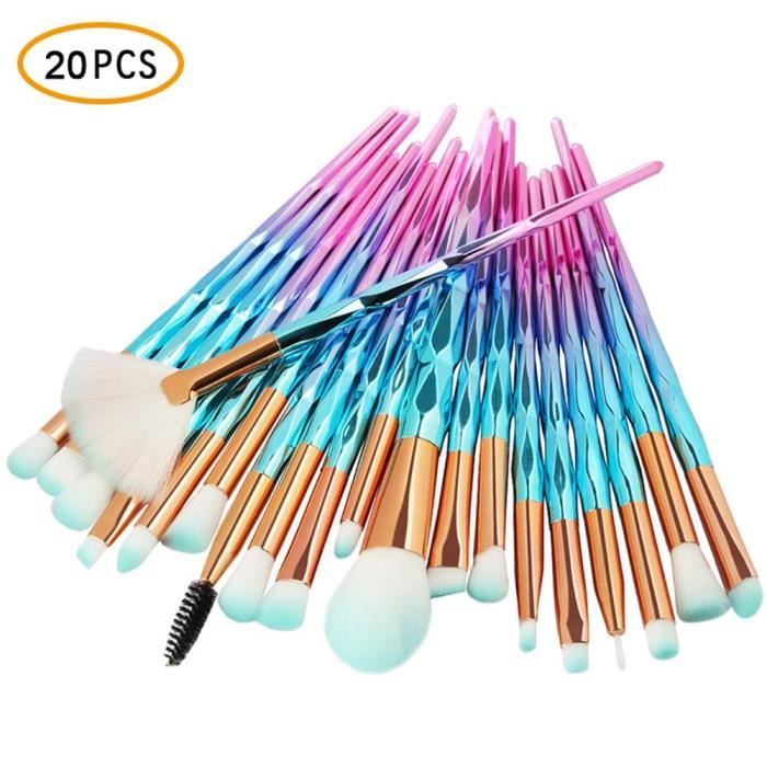 UMIWE 20Pcs Pinceau de maquillage des yeux Bleu