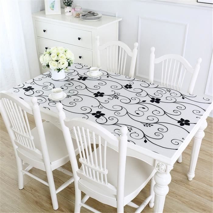 Napperon En Verre Doux De Nappe De Imperméable D'huile De Pvc De 1mm D'épaisseurtaille 70x140cm Résumé - 416545 Noir