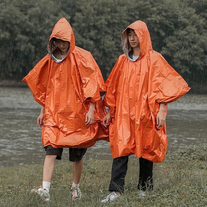 Poncho de pluie a capuche orange impermeable vetements de pluie epais coulee exterieur randonnee velo cyclisme C456956397 Blanc Cdiscount Pret a Porter