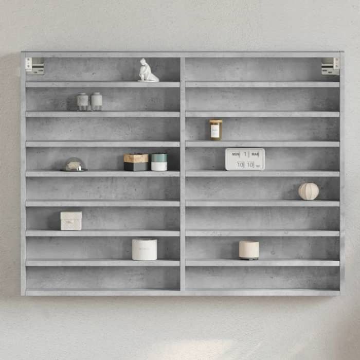 vidaXL Armoire à vitrine gris béton 100x8 5x75 cm bois d’ingénierie armoire murale armoire de rangement murale armoire 847936
