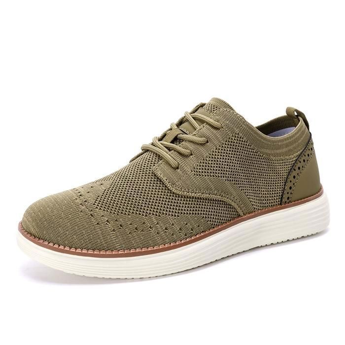 INSFITY Chaussure Casual Légèreté Homme Respirante Grande taille Comfortable Plat - Kaki