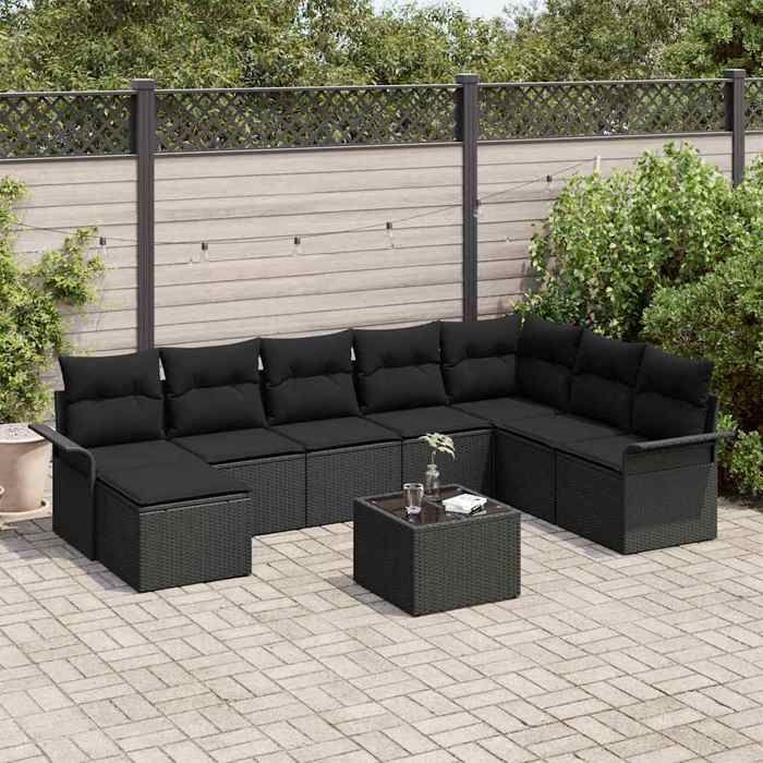 vidaXL Ensemble de canapé de jardin et Crème 80 x 80 x 71 cm - vue 10