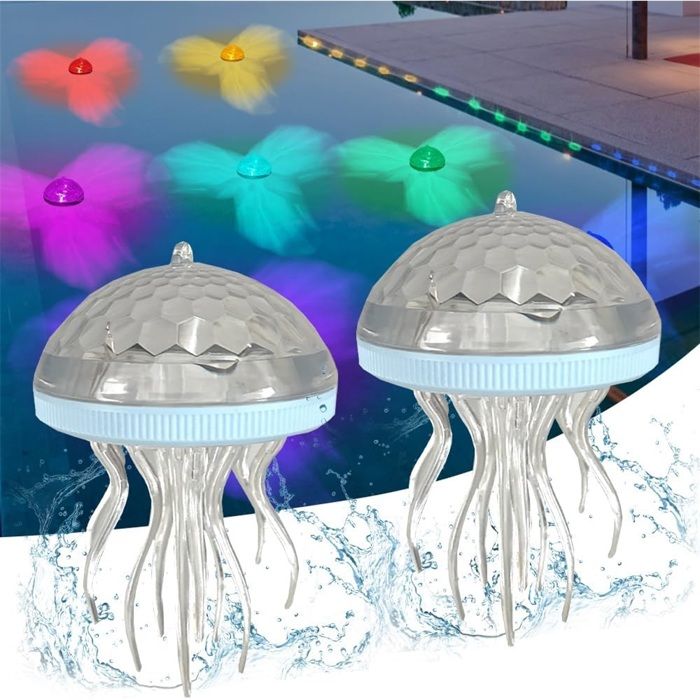 2 Pièces Lampe Flottante Piscine Solaire 7 couleurs changeantes Étanche Éclairage solaire de piscine LED pour Piscine Jardin