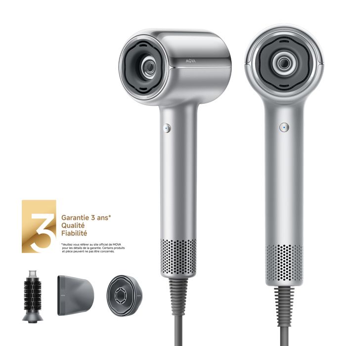 MOVA SHINE 20 Sèche-cheveux Argent – Technologie AeroBlossom™ moteur 110 000 tr/min soins plasma & contrôle intelligent NTC