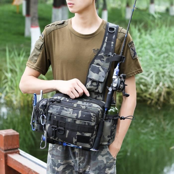 Sac à Dos Banane De Pêche à La Mouche - Rangement équipement - Nylon - 2 Compartiments - Neuf