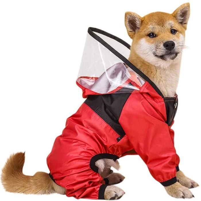Meilleurs prix pour Imperméable pour chien de compagnie rouge XS imperméable avec chapeau transparent fournitures pour animaux de compagnie