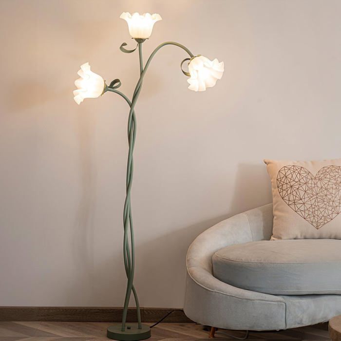 Lampadaire Sur Pied Vintage Fleur 170 Cm Vert Dimmable 3x E27 LED lampadaire-sur-pied-vintage-fleur-170-cm-vert-dimmable-3x-e27-led