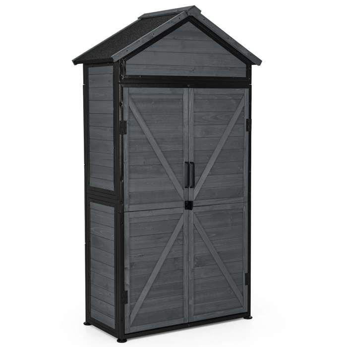 M MCombo Armoire de jardin Abri de jardin Structure métallique Résistant aux intempéries abri de jardin extérieur 2736(gris)