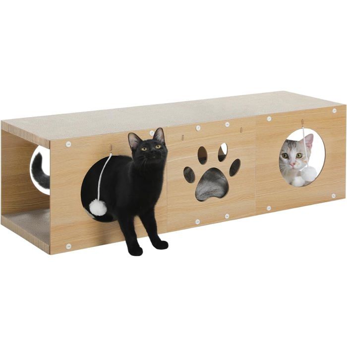 Meilleurs prix pour Griffoir pour chat en carton ondulé - SUTEO - 100 cm - Gris foncé - Double niveau - Jouet souris ressort