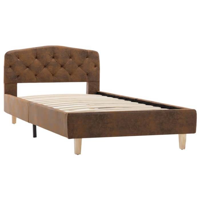 Lit 1 place 90x200cm - VIDAXL - Structure/Cadre de lit - sans matelas - marron similicuir daim L130