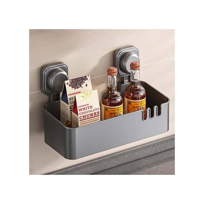Étagère de douche ventouse - SWAPY - Sans perçage - Support ventouse - Porte-savon intégré - Porte-brosse à dents