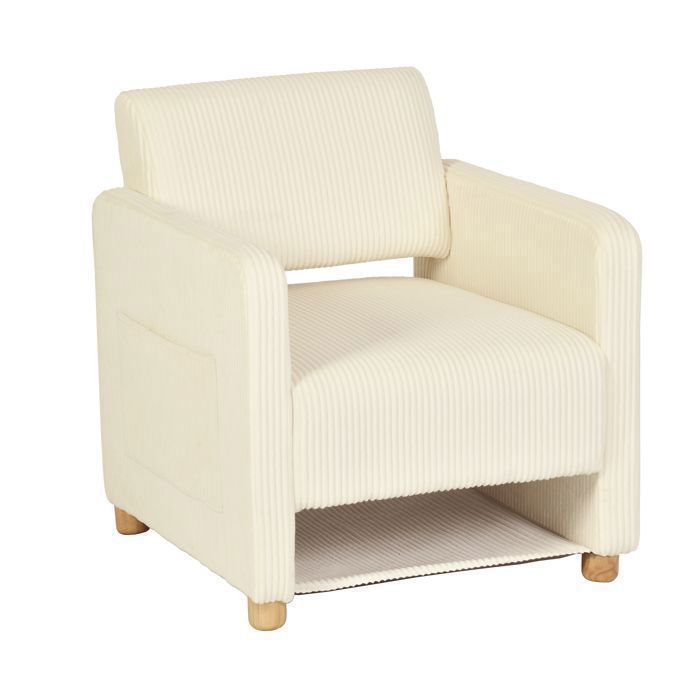 MEUBLES COSY Fauteuil de détente 1 place canapé pour salon fauteuil avec emballage en velours côtelé beige - KARIA