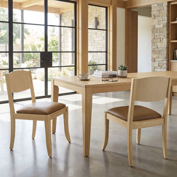 chairus Lot de 2 Chaise de Salle à Manger en Cuir PU Chaise de Cuisine en Bois Chaise à Manger Vintage sans Accoudoirs Marron