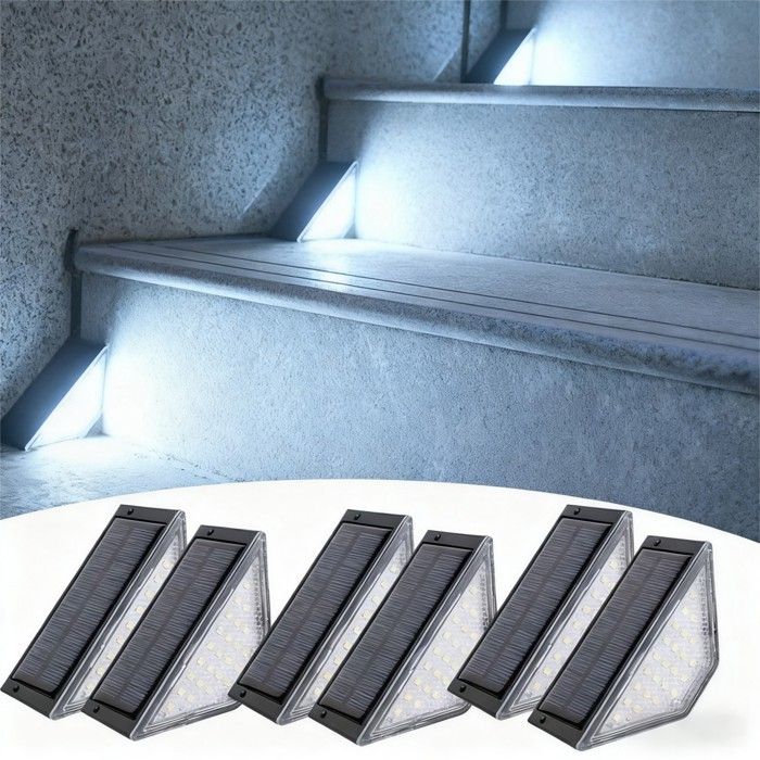 Lampe de pont solaire LED Lot de 6 Lampe Solaire Exterieur Blanc froid IP44 Etanche pour escaliers marches clôtures chemins