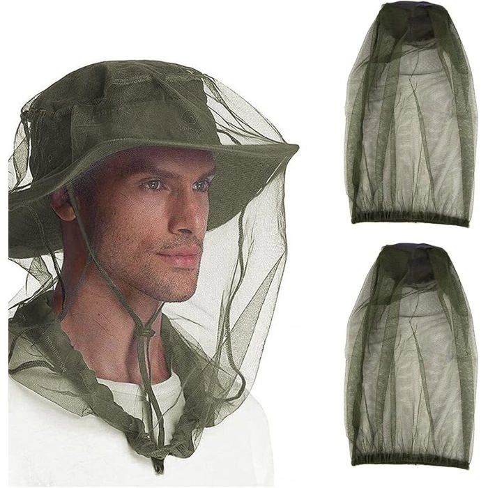 Chapeau Moustiquaire 2PCS TêTe Moustique Net Chapeau De Masque Anti Moustique ExtéRieur Filet Repoussant Les Insectes