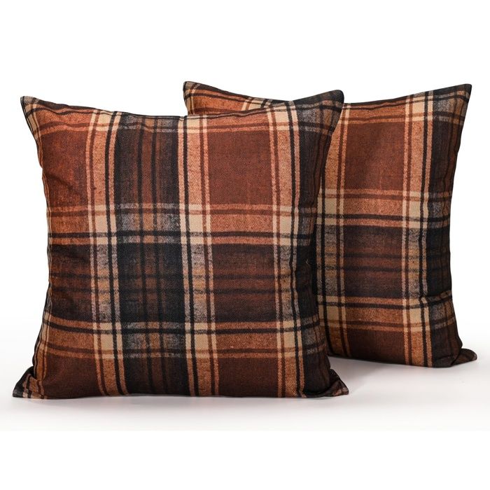 Housse Coussin Tartan Rouge Rouille 40x40 Lot de 2 Style Farmhouse Canapé Salon Couleurs Shenzong 40 x 40 x 40  TAIE OREILLER