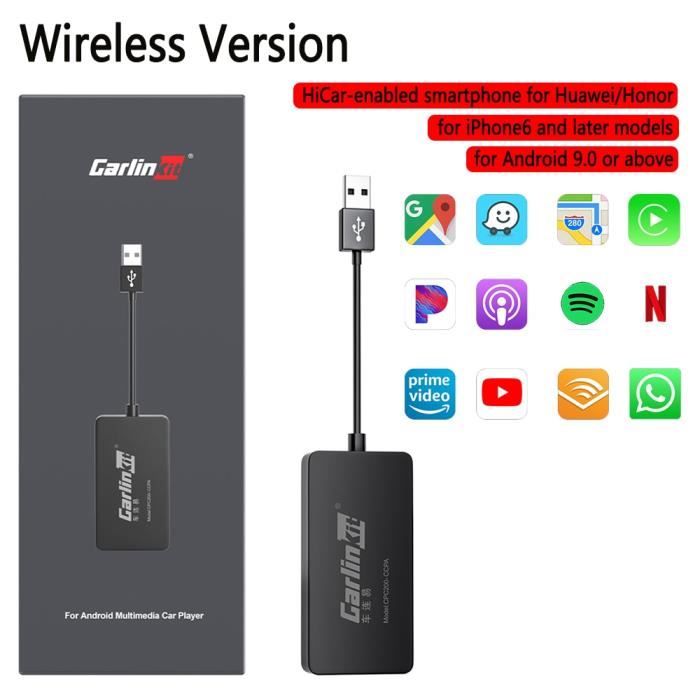 Noir Sans fil CarlinkitDongle Android Auto FilaireSans Fil pour Voiture, Affichage HD, Pour