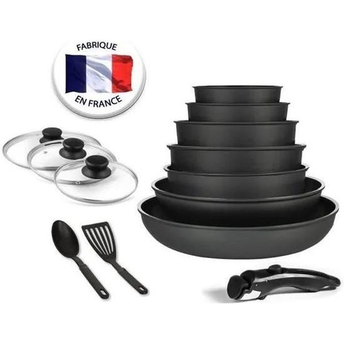 arthur martin amd299 batterie de cuisine 13 pieces tous feux dont induction fabrique en france cdiscount maison