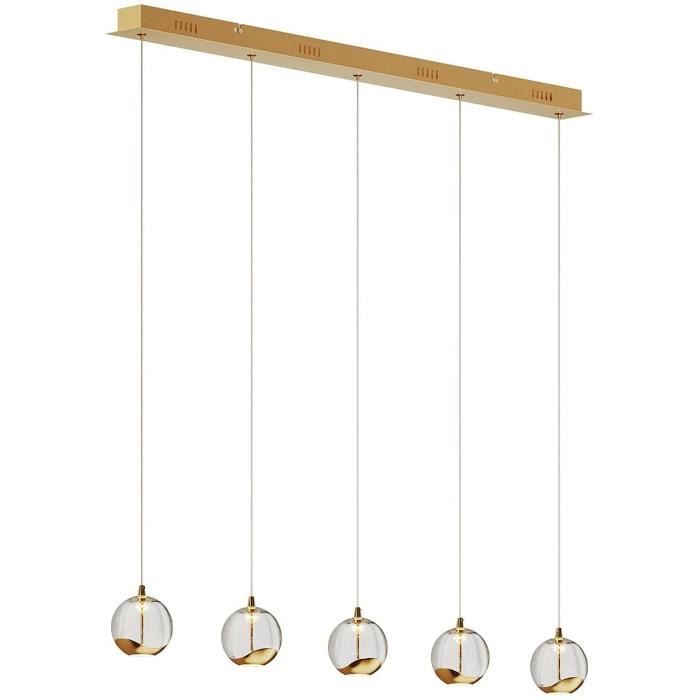 mueble Cien años Parlamento Led suspension en verre 'hayley' (moderne) en transparent en verre e. a.  pour salon salle à manger (à 5 lampes, a) de suspe[A873] - Cdiscount Maison