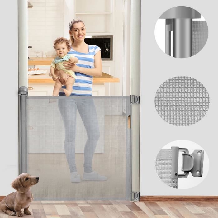 Barrière Sécurité Enfant, Barrière Extensible pour Bébé et Chiens, Barrière  de Sécurité Rétractable 0-150cm, Barrière de Sécurité Extensible et  Enroulable d'Escaliers et Portes en destockage et reconditionné chez  DealBurn