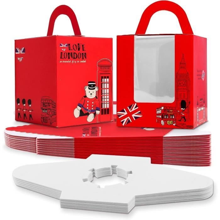 Boîte à Gâteau En Carton - Lot De 2 - 25,4 X 25,4 X 20 Cm - Avec Fenêtre Transparente Et Plateau - Pour Gâteaux, Biscuits, Desserts