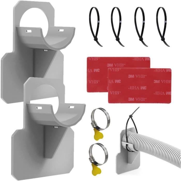 Lot De 2 Supports Pour Tuyau De Piscine 38 Mm - ABS, Colliers Et Adhésifs Inclus