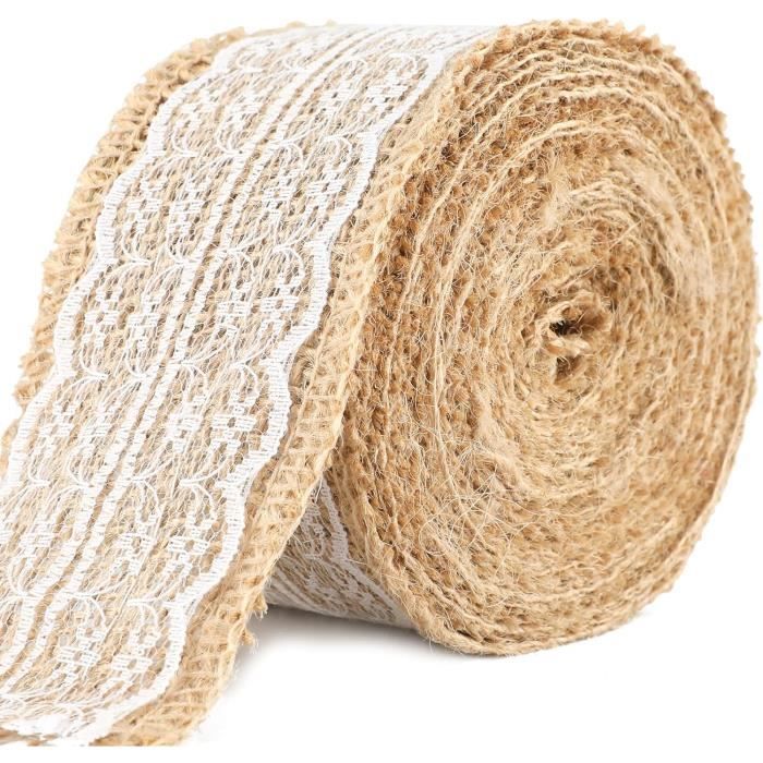Rouleau De Ruban Toile De Jute 5 Cm X 18,2 M - Filaire, Vintage, Pour Décoration Mariage, Noël, Artisanat