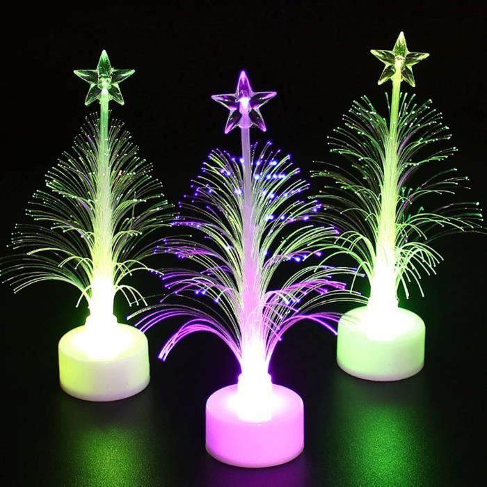 Mini Sapin De Noël Éclairé Par Fibre Optique Petit Sapin De Noël Artificiel Mince À Led Avec