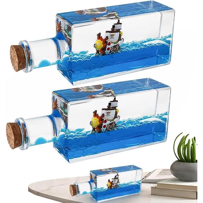 Bateau Pirate Insubmersible Dans Bouteille - Décoration Bureau Fluide - Anti-Stress - Modèle One Piece