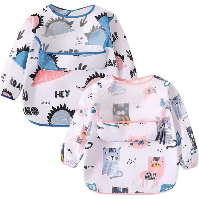 Tablier De Peinture Enfant Dinosaure - Bavoir Imperméable Avec Manches Longues, Taille M Nylon