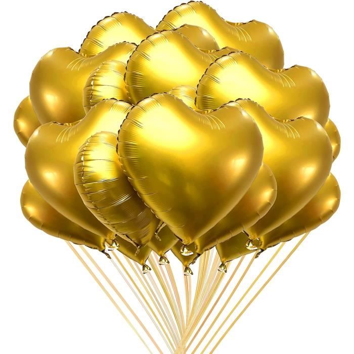 Ballons de baudruche : 1 ballon coeur chromé doré - Déco mariage, saint  valentin